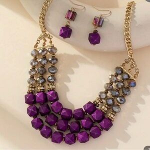 2 pc beads necklace earrings jewelry set